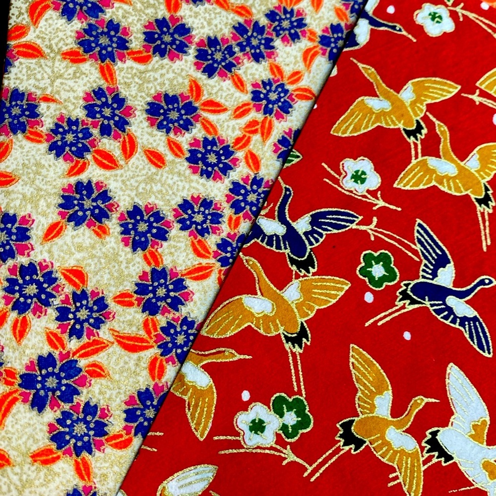 Authentic Chiyogami Paper Crane Pattern 24” x 5” and Flower Pattern 24” x 13.75”